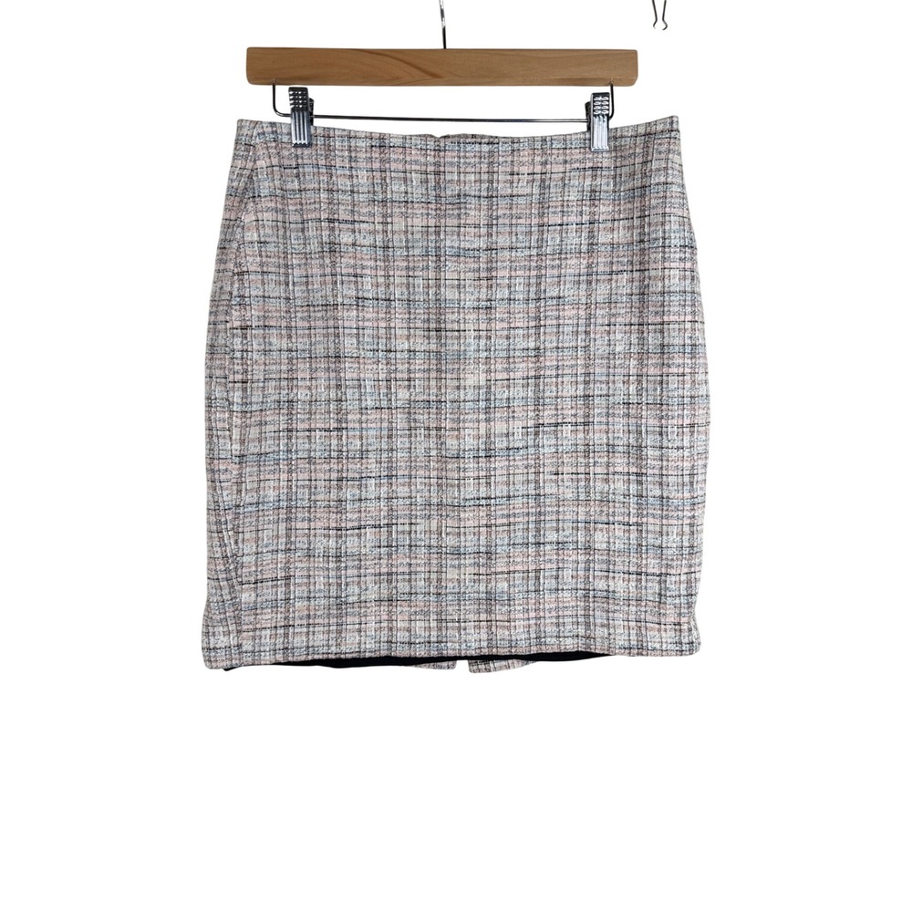 Banana Republic‎ Tweed Pencil Skirt size 10 Petite White/Black/Pink